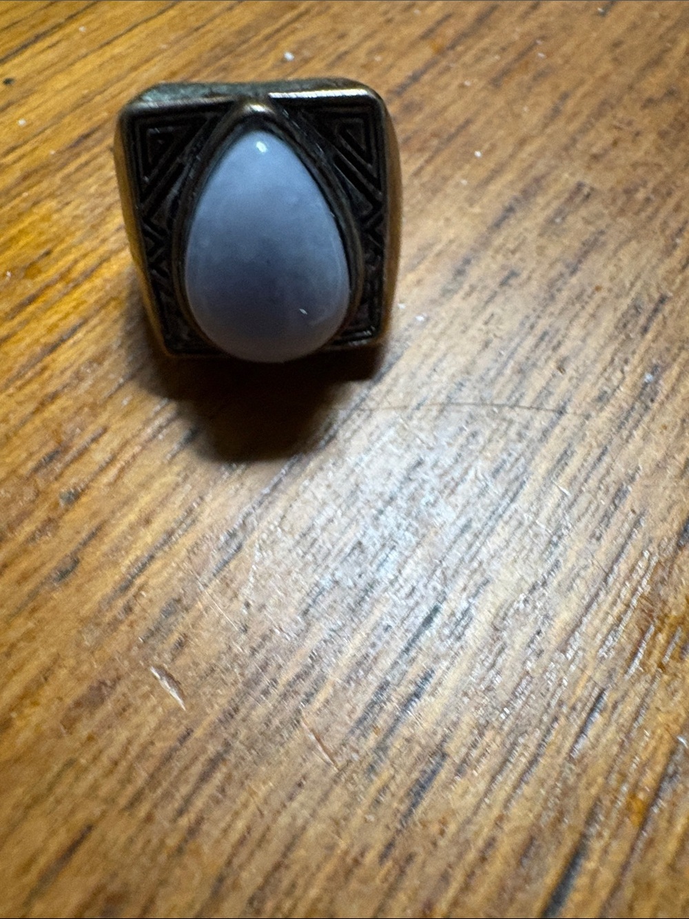 Teardrop Lavender Cabochon Ring in Antique-Tone Setting